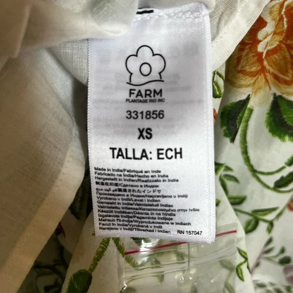 Farm Rio Folk Floral Lace Midi Dress White Sz extra small - Picture 13 of 16